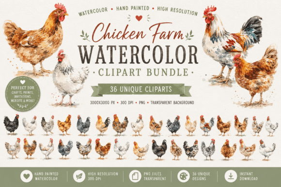 Chicken Farm Watercolor Clipart: Elevating Modern Creative Projects