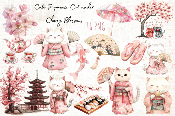Cute Japanese Cat Under Cherry Blossoms: Integrating Kawaii Aesthetics into Your Creative Workflow