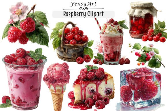 Elevating Digital Design with High-Resolution Watercolor Raspberry Clipart