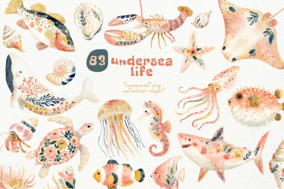 Elevating Digital Design with Watercolor Undersea Life PNG Clipart: A Strategic Resource for Creators