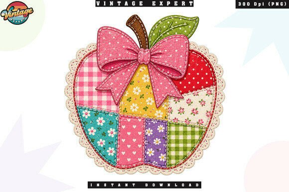 Embracing the Cottagecore Aesthetic with Floral Coquette Apple Patchwork PNG Designs