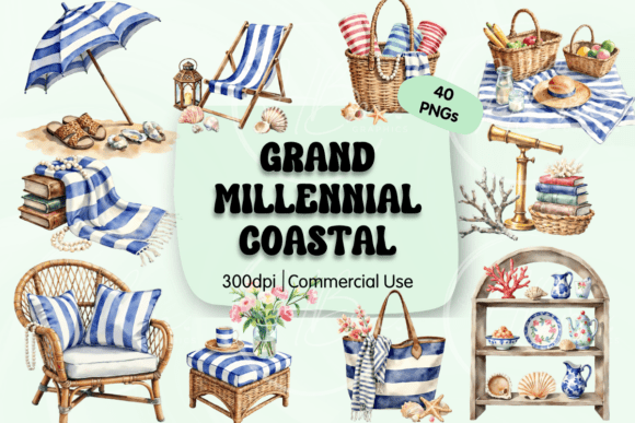 Embracing Timeless Elegance: A Guide to the Coastal Grandmillennial Clipart Bundle