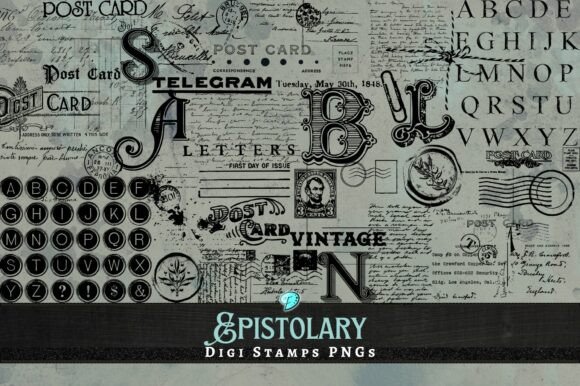 Epistolary Digi Stamps PNG Clipart