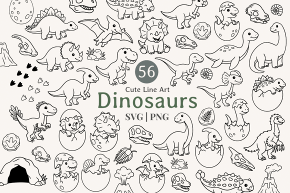 Evaluating the Cute Dinosaur Line Art Clipart Bundle for Creative Projects