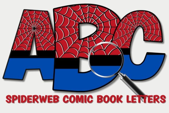 Spiderweb Comic Book Alphabet PNG Set: High-Resolution Digital Assets for Creative Projects