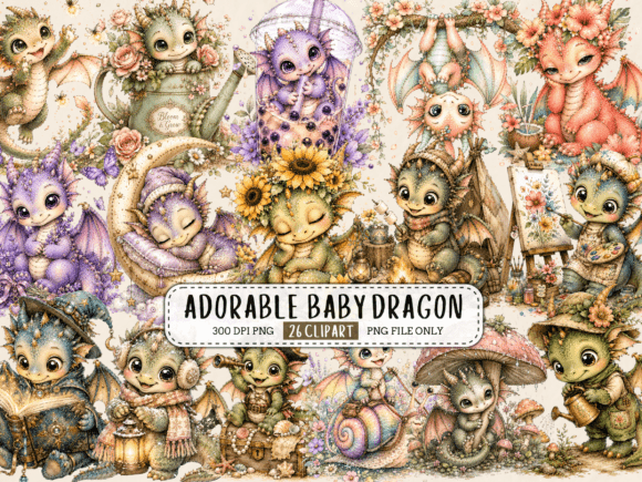 Unlock Creative Potential with the Adorable Baby Dragon PNG Bundle