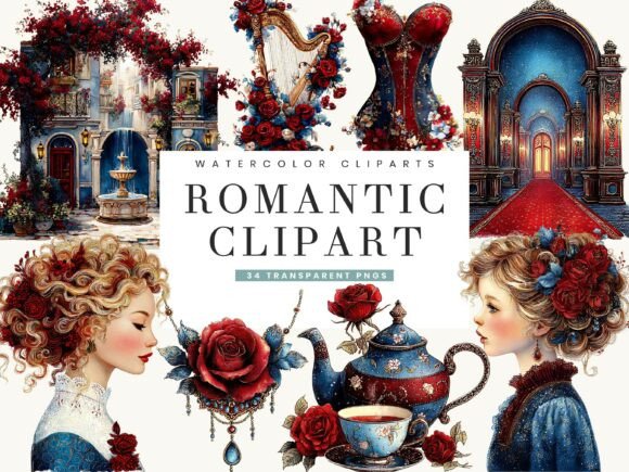 Watercolor Romantic Clipart Bundle Guide