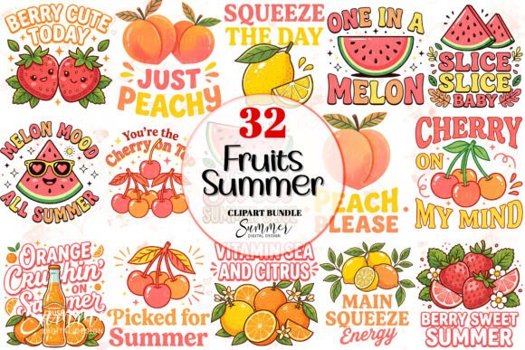Watermelon Peach Cherry Puns Summer PNG