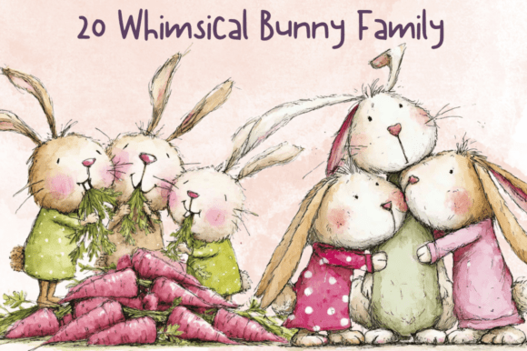 Whimsical Bunny Family Clipart Set: Elevating Digital Design with Storybook Charm