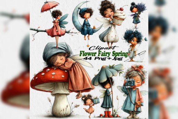 Whimsical Flower Fairy Clipart PNG Set