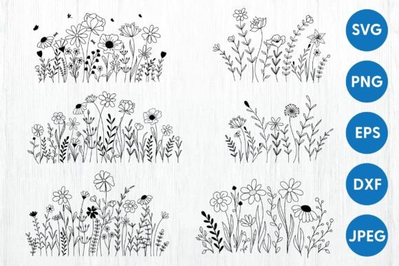 Wildflowers SVG Bundle: Rustic Floral Designs